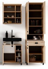 Waschbeckenunterschrank >WELLNESS< (BxHxT: 60x62x34 cm) in Eiche/Artisan