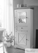 Vitrine >WZ-0133< (BxHxT: 79x177x42 cm) in weiß aus Kiefer - 79x177x42cm (BxHxT)