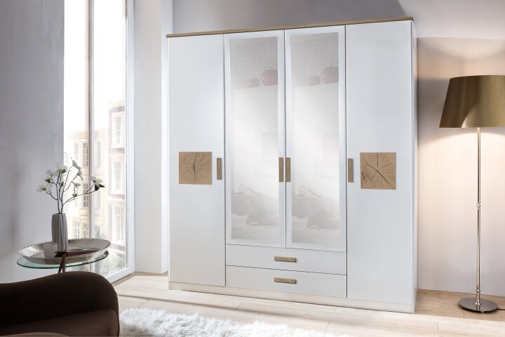 Kleiderschrank >KAERNTEN< (BxHxT: 179x199x58 cm) in WEISS + HIRNHOLZ-,  449,95 €