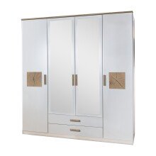 Kleiderschrank >KAERNTEN< (BxHxT: 179x199x58 cm) in WEISS + HIRNHOLZ-NB