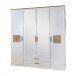 Kleiderschrank >KAERNTEN< (BxHxT: 179x199x58 cm) in WEISS + HIRNHOLZ-NB