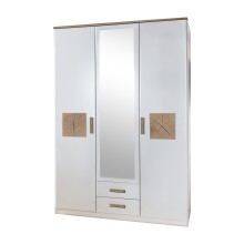Kleiderschrank >KAERNTEN< (BxHxT: 135x199x58 cm) in WEISS + HIRNHOLZ-NB
