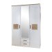 Kleiderschrank >KAERNTEN< (BxHxT: 135x199x58 cm) in WEISS + HIRNHOLZ-NB