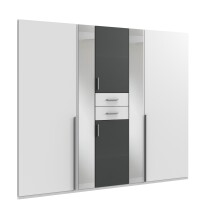 Kleiderschrank >VANEA< (BxHxT: 225x210x58 cm) in WEISS + GRAPHIT