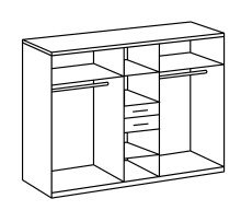 Kleiderschrank >VANEA< (BxHxT: 225x210x58 cm) in WEISS + GRAPHIT