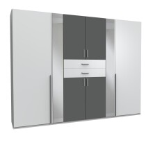Kleiderschrank >VANEA< (BxHxT: 270x210x58 cm) in WEISS + GRAPHIT