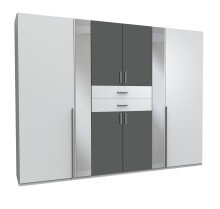 Kleiderschrank >VANEA< (BxHxT: 270x210x58 cm) in WEISS + GRAPHIT