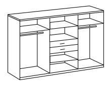 Kleiderschrank >VANEA< (BxHxT: 270x210x58 cm) in WEISS + GRAPHIT