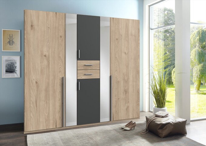 529,95 OAK + GRAPHI, HICKORY 225x210x58 (BxHxT: >VANEA< Kleiderschrank in € cm)