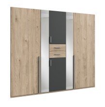 Kleiderschrank >VANEA< (BxHxT: 225x210x58 cm) in HICKORY OAK + GRAPHIT