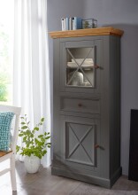 Vitrine >WZ-0133< (BxHxT: 79x177x42 cm) in grau - 79x177x42 (BxHxT)