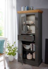 Vitrine >WZ-0133< (BxHxT: 79x177x42 cm) in grau - 79x177x42 (BxHxT)
