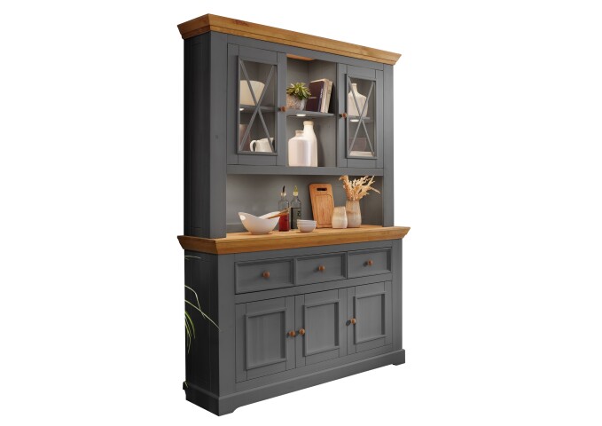 Buffet >WZ-0133< (BxHxT: 149x214x42 cm) in grau - 149x214x42 (BxHxT)
