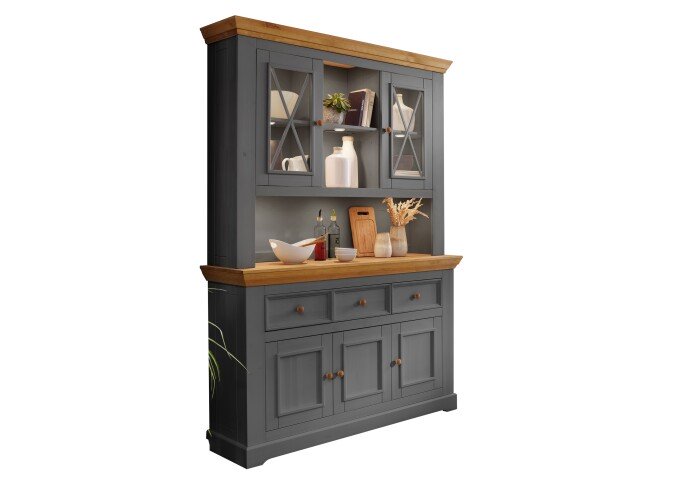 Buffet >WZ-0133< (BxHxT: 149x214x42 cm) in grau - 149x214x42 (BxHxT)