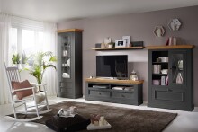 Buffet >WZ-0133< (BxHxT: 149x214x42 cm) in grau - 149x214x42 (BxHxT)