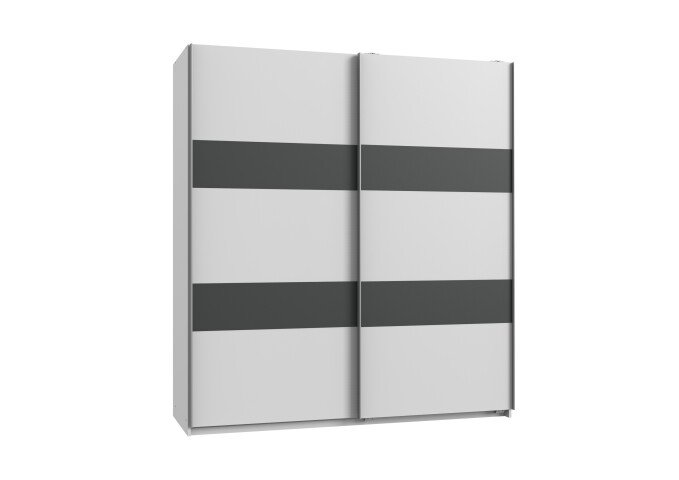Schwebetürenschrank >CHESS< (BxH: 179x198 cm) in WEISS + GRAPHIT - 179x198 (BxH)