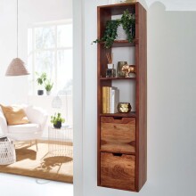 Wandregal >522< (LxBxH: 35x30x150 cm) in Braun aus Sheesham - 35x30x150 (LxBxH)
