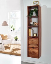Wandregal >522< (LxBxH: 35x30x150 cm) in Braun aus Sheesham - 35x30x150 (LxBxH)