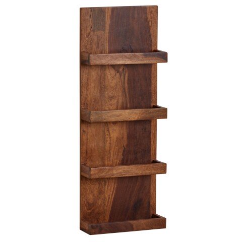 Wandregal >532< (LxBxH: 30x10x80 cm) in Braun aus Sheesham - 30x10x80cm (LxBxH)