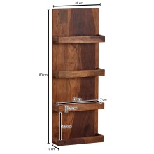 Wandregal >532< (LxBxH: 30x10x80 cm) in Braun aus Sheesham - 30x10x80cm (LxBxH)