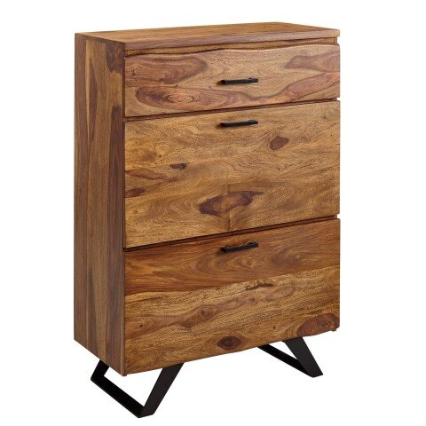 Kommode >546< (LxBxH: 80x42x120 cm) in Braun aus Sheesham - 80x42x120cm (LxBxH)