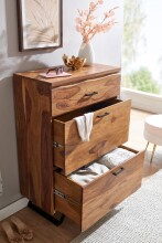 Kommode >546< (LxBxH: 80x42x120 cm) in Braun aus Sheesham - 80x42x120cm (LxBxH)