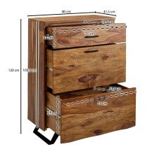 Kommode >546< (LxBxH: 80x42x120 cm) in Braun aus Sheesham - 80x42x120cm (LxBxH)
