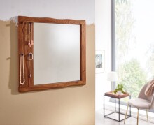 Spiegel >547< (LxBxH: 80x3x80 cm) in Braun aus Sheesham - 80x3x80cm (LxBxH)