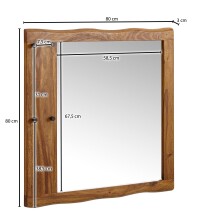Spiegel >547< (LxBxH: 80x3x80 cm) in Braun aus Sheesham - 80x3x80cm (LxBxH)