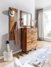 Spiegel >547< (LxBxH: 80x3x80 cm) in Braun aus Sheesham - 80x3x80cm (LxBxH)