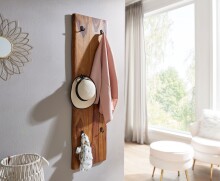Garderobe >548< (LxBxH: 40x7x140 cm) in Braun aus Sheesham - 40x7x140cm (LxBxH)