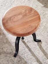 Hocker >658< (LxBxH: 39x39x48 cm) in Schwarz aus Akazie - 39x39x48cm (LxBxH)