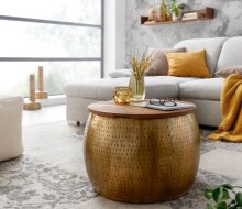 Couchtisch >705< (LxBxH: 60x60x40 cm) in Gold aus Mango - 60x60x40cm (LxBxH)