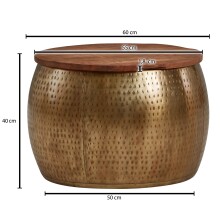 Couchtisch >705< (LxBxH: 60x60x40 cm) in Gold aus Mango - 60x60x40cm (LxBxH)