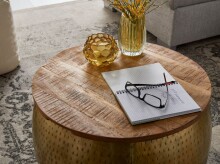 Couchtisch >705< (LxBxH: 60x60x40 cm) in Gold aus Mango - 60x60x40cm (LxBxH)