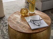 Couchtisch >705< (LxBxH: 60x60x40 cm) in Gold aus Mango - 60x60x40cm (LxBxH)