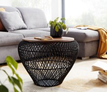 Couchtisch >707< (LxBxH: 60x60x45 cm) in Schwarz aus Mango - 60x60x45cm (LxBxH)