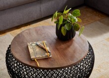 Couchtisch >707< (LxBxH: 60x60x45 cm) in Schwarz aus Mango - 60x60x45cm (LxBxH)