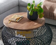 Couchtisch >707< (LxBxH: 60x60x45 cm) in Schwarz aus Mango - 60x60x45cm (LxBxH)