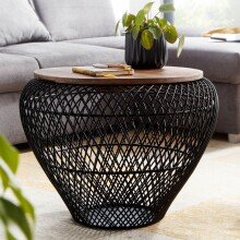 Couchtisch >707< (LxBxH: 60x60x45 cm) in Schwarz aus Mango - 60x60x45cm (LxBxH)