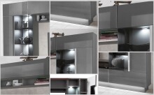 Wohnwand >DENIRA< (BxHxT: 275x190x40 cm) in Anthrazit - 275x190x40 (BxHxT)