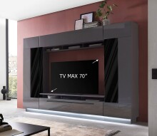 Wohnwand >DENIRA< (BxHxT: 275x190x40 cm) in Anthrazit - 275x190x40 (BxHxT)