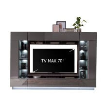 Wohnwand >DENIRA< (BxHxT: 275x190x40 cm) in Anthrazit - 275x190x40 (BxHxT)