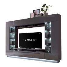 Wohnwand >DENIRA< (BxHxT: 275x190x40 cm) in Anthrazit - 275x190x40 (BxHxT)