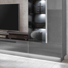 Wohnwand >DENIRA< (BxHxT: 275x190x40 cm) in Anthrazit - 275x190x40 (BxHxT)