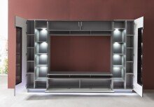 Wohnwand >DENIRA< (BxHxT: 275x190x40 cm) in Anthrazit - 275x190x40 (BxHxT)