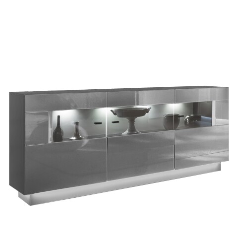 Sideboard >DENIRA< (BxHxT: 160x85x43 cm) in Hochglanz Anthrazit