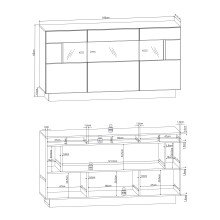 Sideboard >DENIRA< (BxHxT: 160x85x43 cm) in Hochglanz Anthrazit