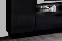 Wohnwand >EMIRA< (BxHxT: 275x194,5x40 cm) in Schwarz Hochglanz
