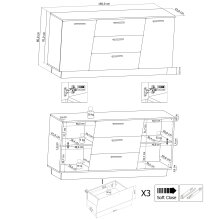 Sideboard >EMIRA< (BxHxT: 160x80x43,6 cm) in Schwarz Hochglanz